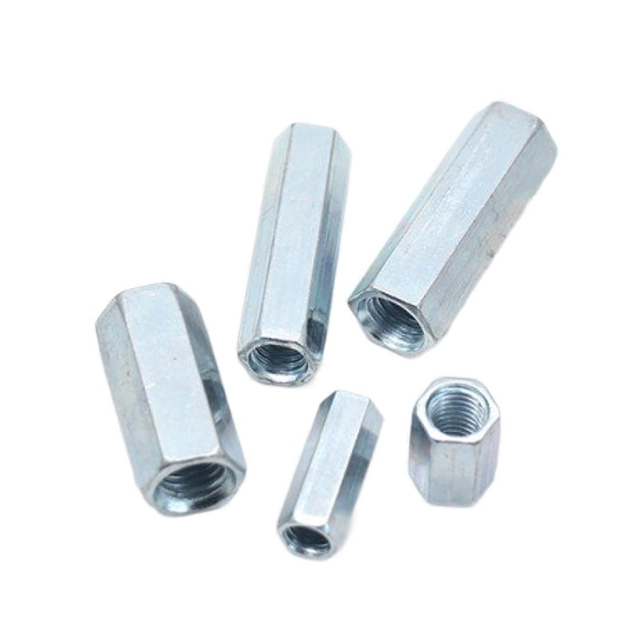 Blue White Zinc Plated Long Hex Coupling Nuts DIN6334
