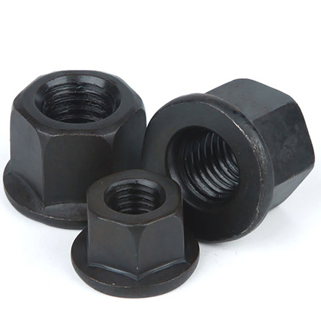 High Strength Steel Black Oxide Hex Flange Nuts DIN6923