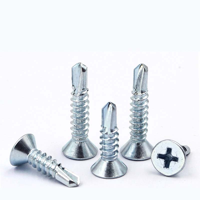 Blue White Zinc Plated Flat Head Drill Screw Self Drillng Screws