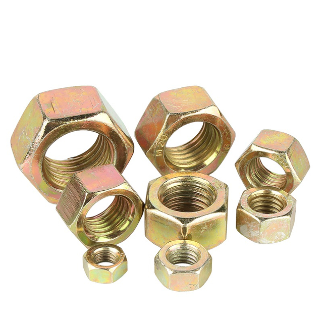 High Strength Steel Yellow Zinc Plated Hex Nuts DIN934