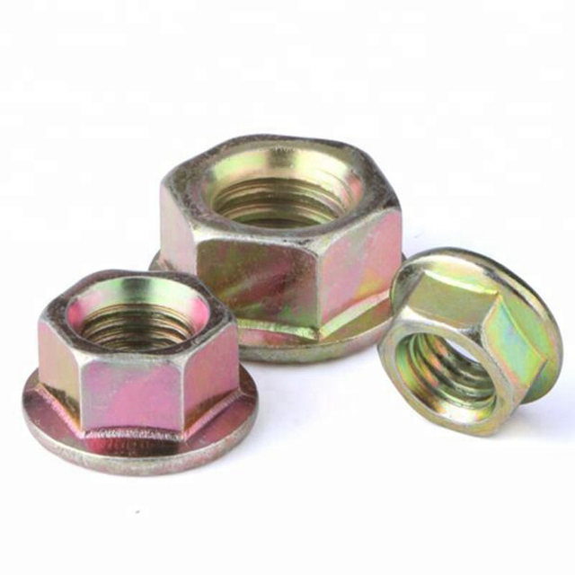 High Strength Steel Yellow Zinc Plated Hex Flange Nuts DIN6923
