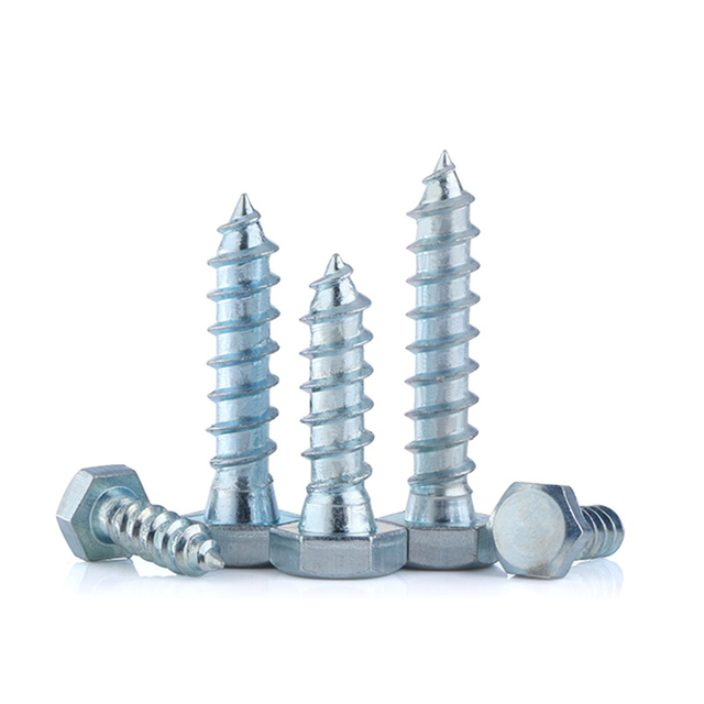 Blue White Zinc Plated Hex Head Wood Screws