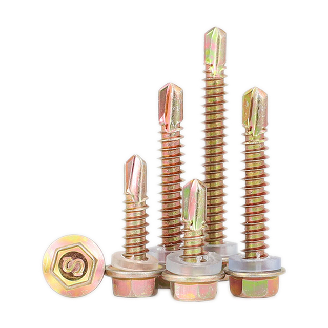 Yellow Zinc Plated Steel Hexagon Head Self-drillng Scrwes