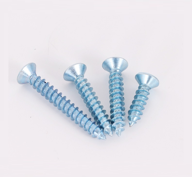 Blue White Zinc Plated Flat Head Self-tapping Screws