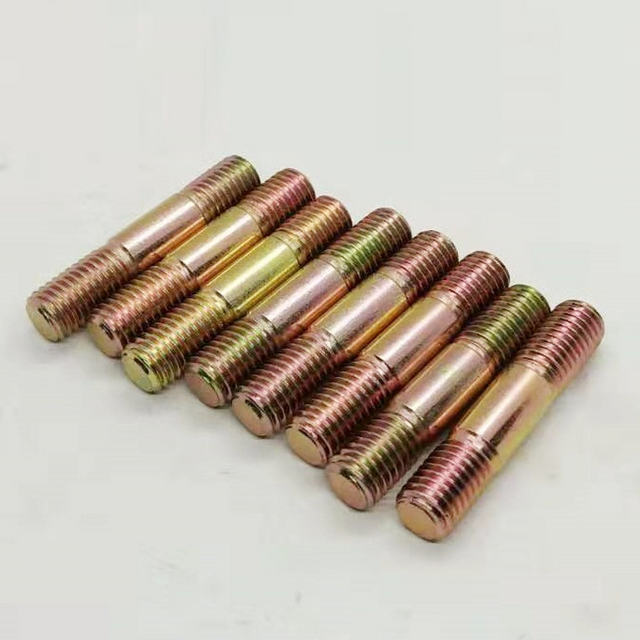 Yellow Zinc Plated Steel Double Ending Stud Bolts DIN938
