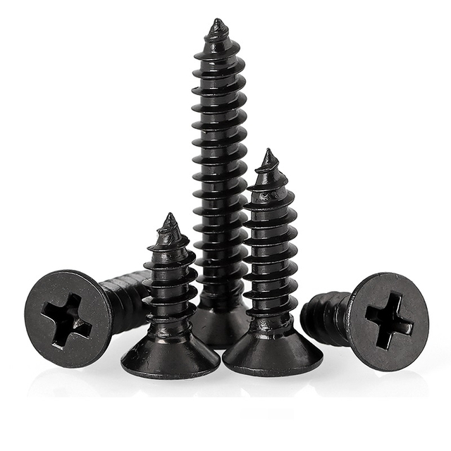 Black Phosphate Oxide Steel Countersunk Flat Head Self-tapping Screws